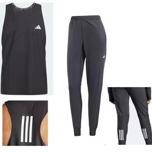 Two Pieces Adidas Black Tracksuit with White Accents